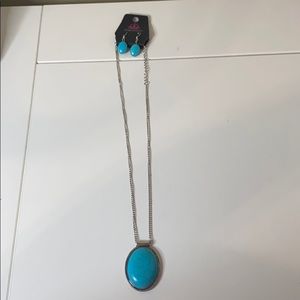 Blue crackle necklace and earrings